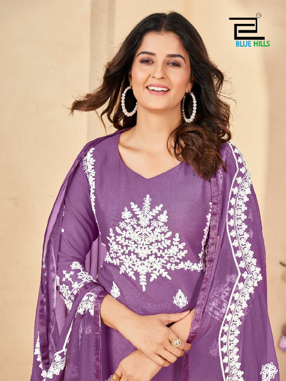 Blue Hills Galaxy Wholesale Chain Stitch Embroidery 3 Piece Suits