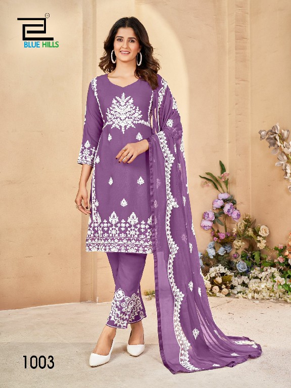 Blue Hills Galaxy Wholesale Chain Stitch Embroidery 3 Piece Suits