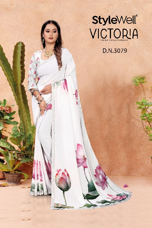 VICTORIA BY STYLEWELL NEW TRENDY OUTFIT DIGITAL PRINT SAREE EXPORTS