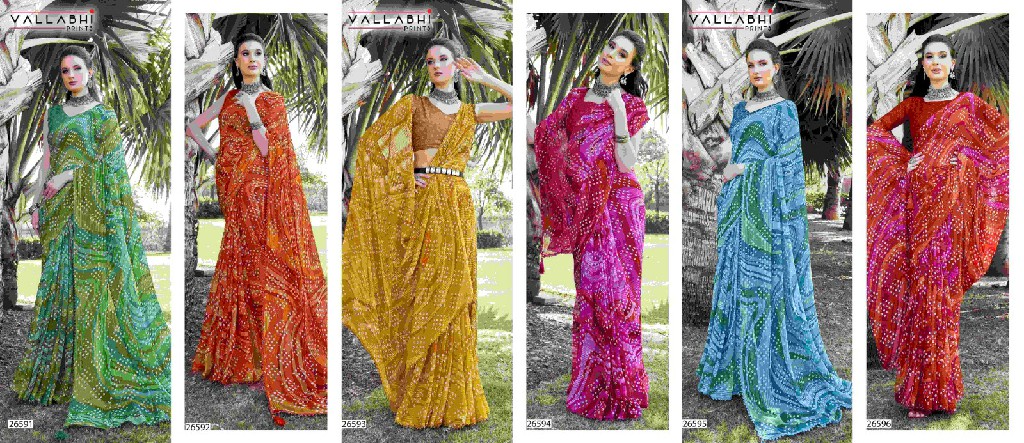 Vallabhi Kridha Wholesale Georgette Fabrics Indian Sarees