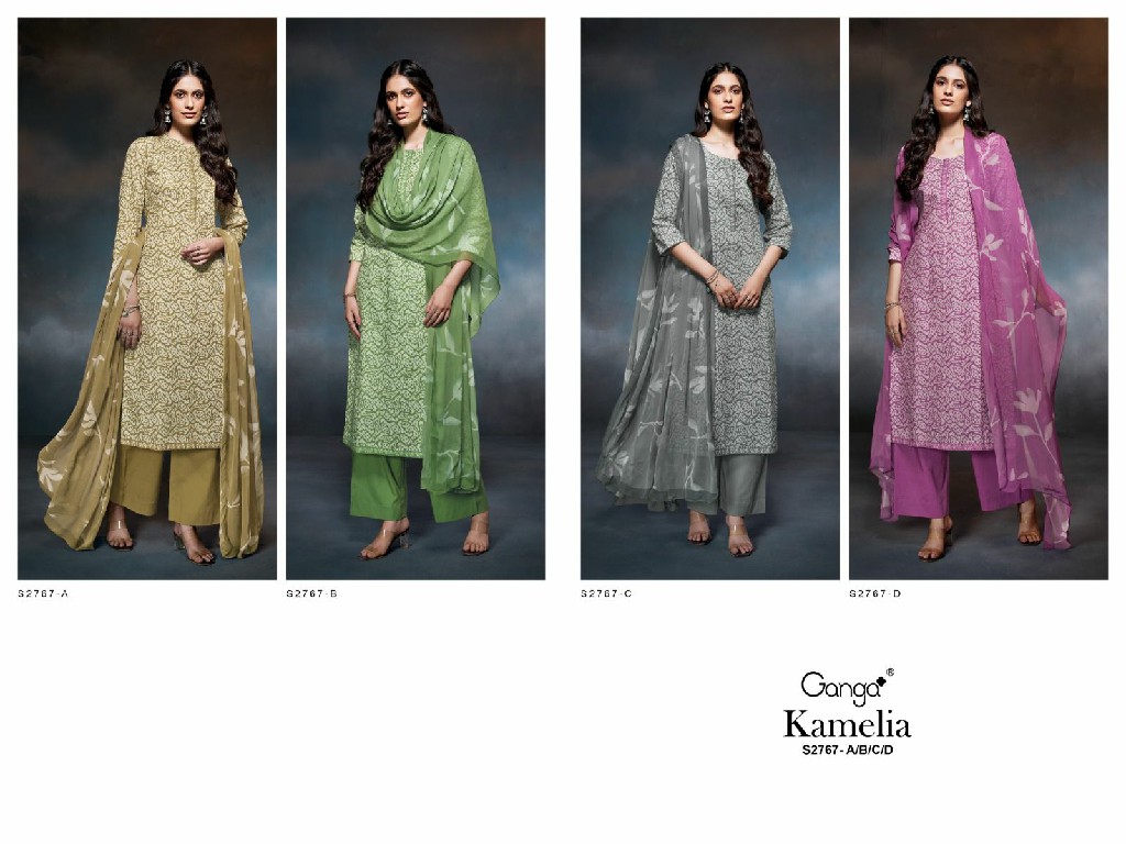 Ganga Kamella S2767 Wholesale Premium Cotton With Neck Work Suits