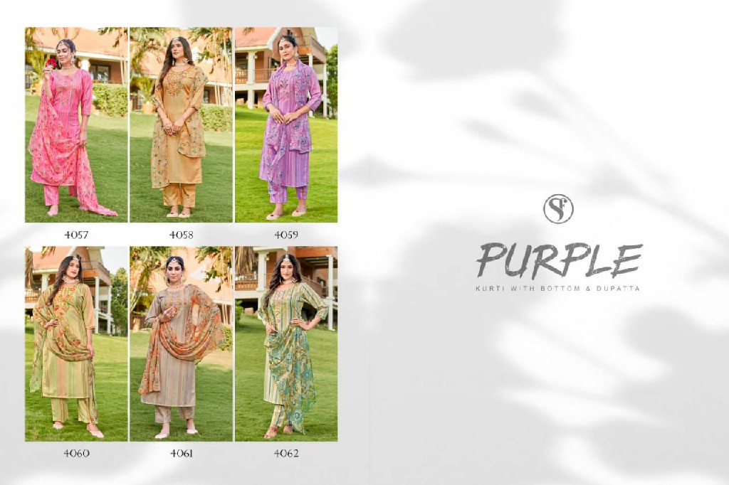 Sweety Purple Wholesale Readymade Fancy Muslin Silk Salwar Suits