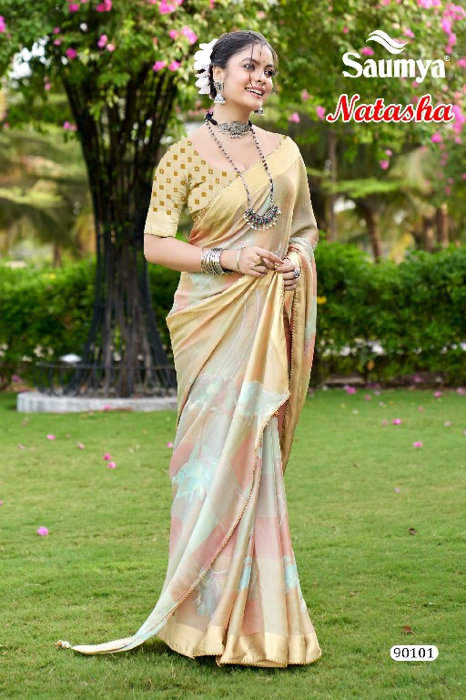 Saumya Natasha Wholesale Kreva Satin Patta Ethnic Indian Sarees