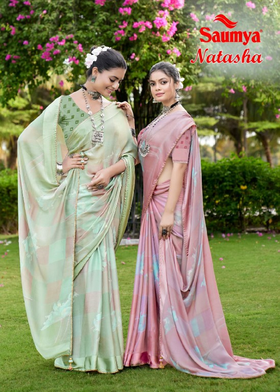 Saumya Natasha Wholesale Kreva Satin Patta Ethnic Indian Sarees