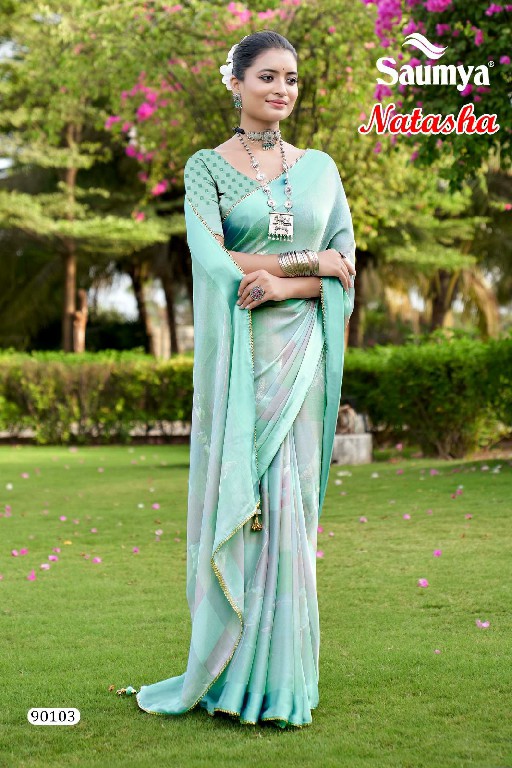 Saumya Natasha Wholesale Kreva Satin Patta Ethnic Indian Sarees