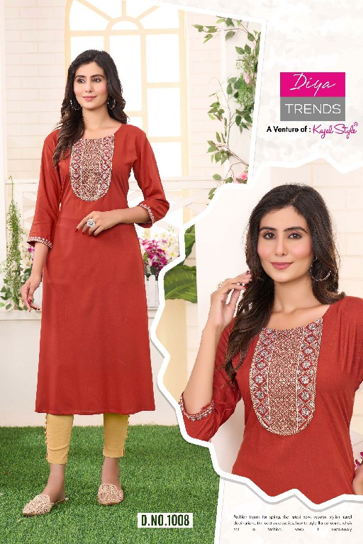 Diya Trends Casual Diary D.no 1001 To 1012 Wholesale Straight Long Kurtis Combo