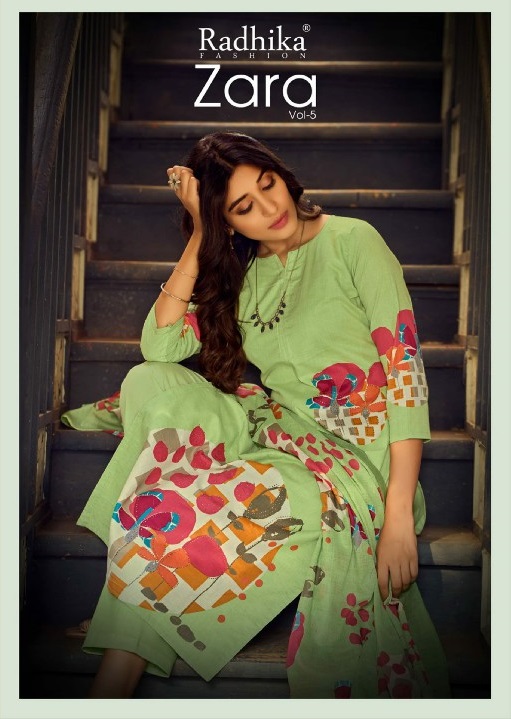 Radhika Azara Zara Vol-5 Wholesale Zam Cotton Designer Work Dress Material