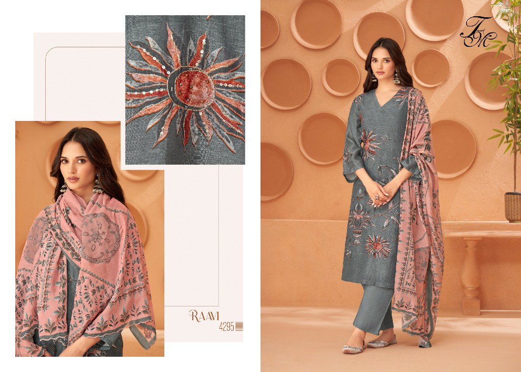 T And M Raavi Wholesale Viscose Organza With Hand Work Suits