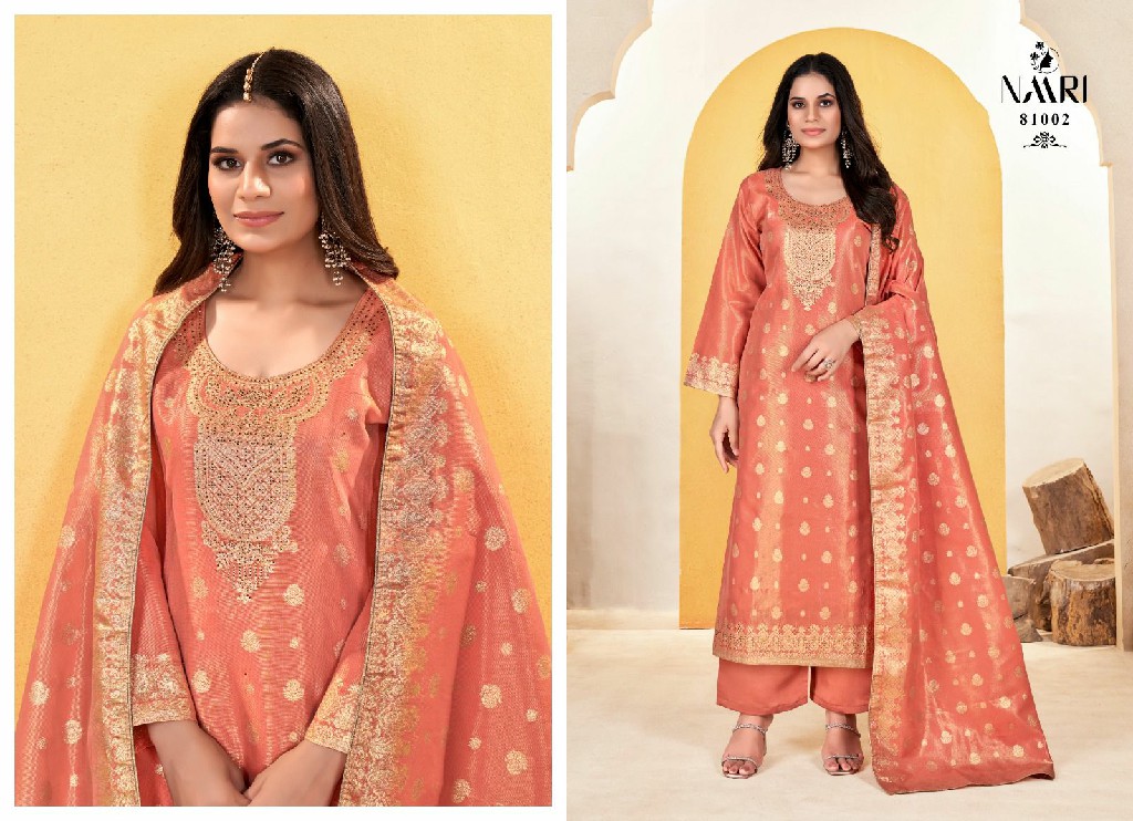 Naari Aaira Wholesale Pure Shimmer Jacquard With Siroski Work Dress Material
