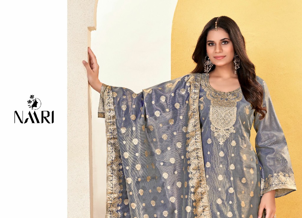 Naari Aaira Wholesale Pure Shimmer Jacquard With Siroski Work Dress Material