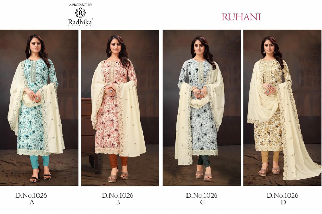 Radhika Azara Ruhani Wholesale Cotton Designer With Neck Embroidery Dress Material