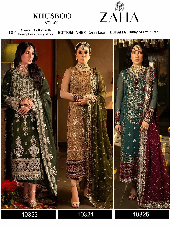 Zaha Khusboo Vol-9 Wholesale Indian Pakistani Salwar Suits