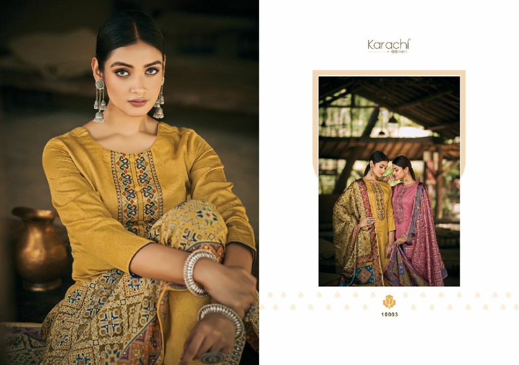 Karachi Prints Patola Wholesale Pure Jaam Self With Elegant Work Dress Material