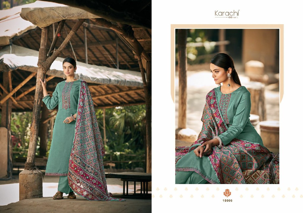 Karachi Prints Patola Wholesale Pure Jaam Self With Elegant Work Dress Material