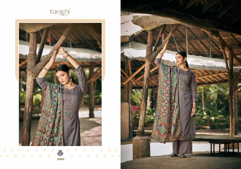 Karachi Prints Patola Wholesale Pure Jaam Self With Elegant Work Dress Material