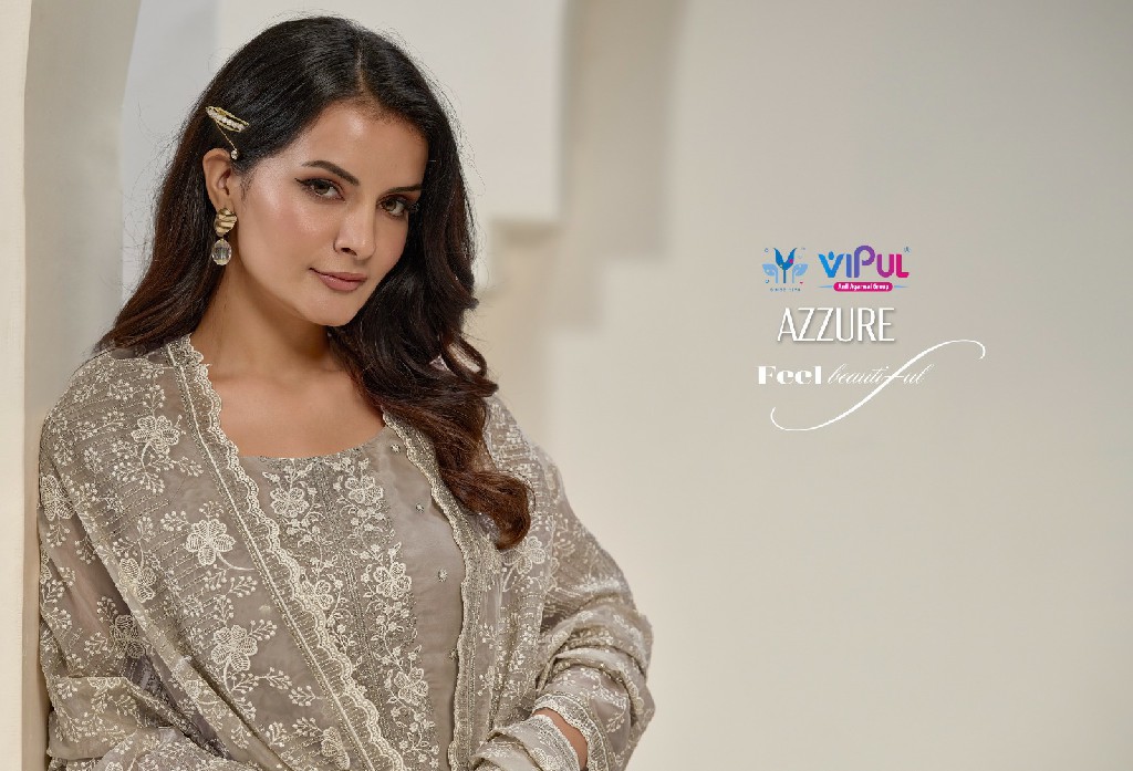 AZZURE BY VIPUL ORGANZA WITH EMBROIDERY WORK PARTY WEAR DRESS MATERIAL