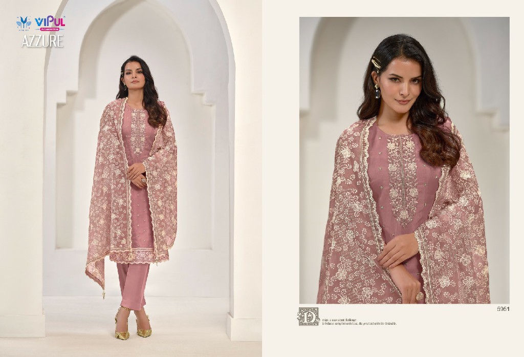 AZZURE BY VIPUL ORGANZA WITH EMBROIDERY WORK PARTY WEAR DRESS MATERIAL