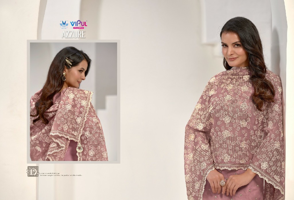 AZZURE BY VIPUL ORGANZA WITH EMBROIDERY WORK PARTY WEAR DRESS MATERIAL