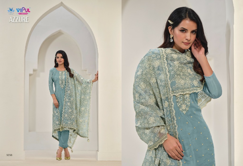 AZZURE BY VIPUL ORGANZA WITH EMBROIDERY WORK PARTY WEAR DRESS MATERIAL