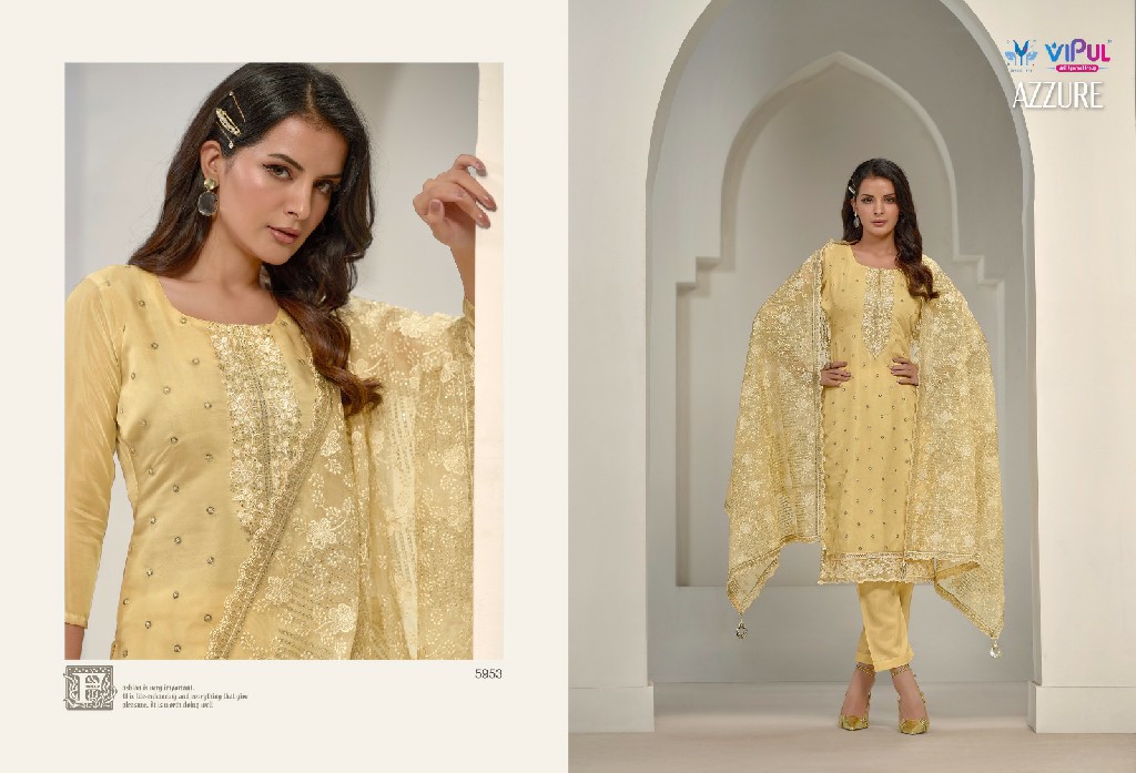 AZZURE BY VIPUL ORGANZA WITH EMBROIDERY WORK PARTY WEAR DRESS MATERIAL