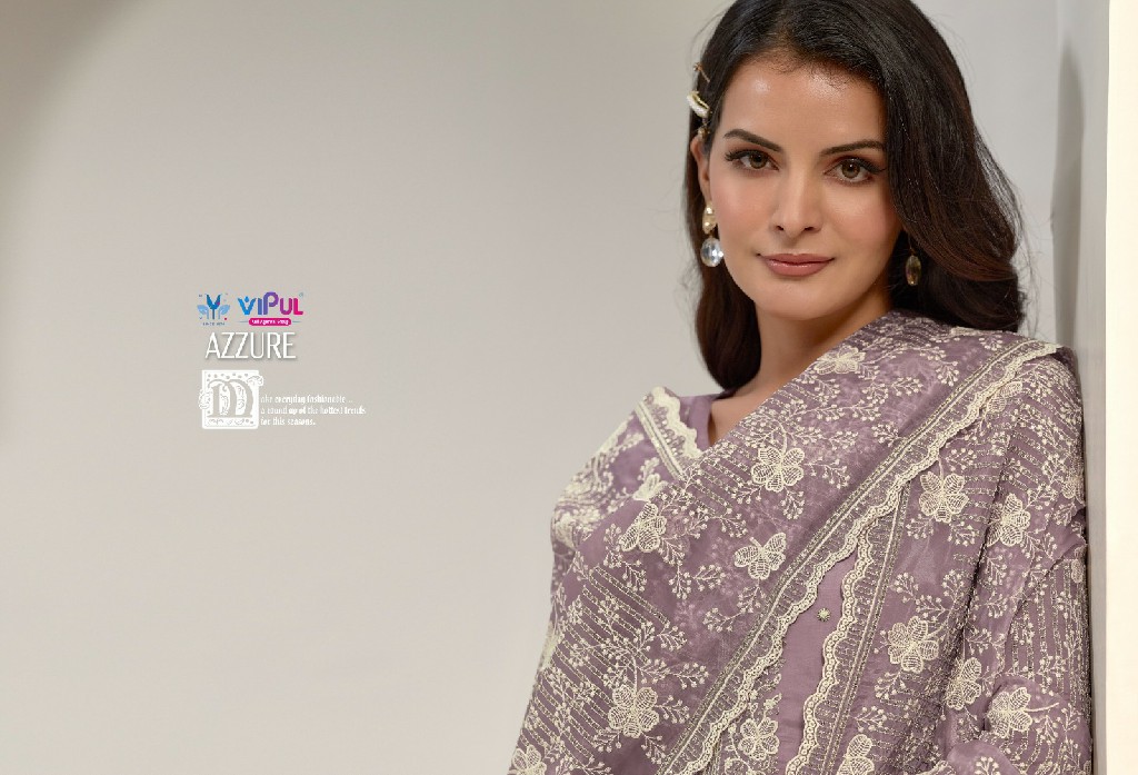 AZZURE BY VIPUL ORGANZA WITH EMBROIDERY WORK PARTY WEAR DRESS MATERIAL