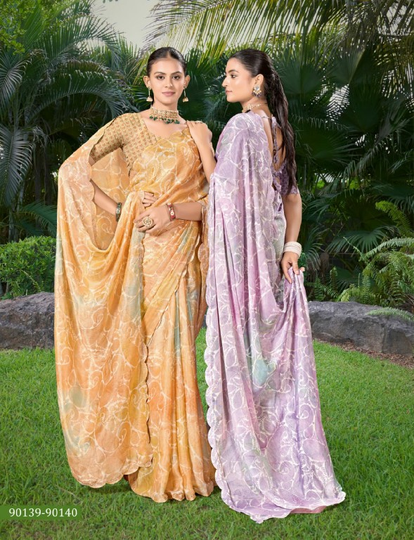 Saumya Gulmohar Wholesale Chiffon Brasso Party Wear Ethnic Sarees