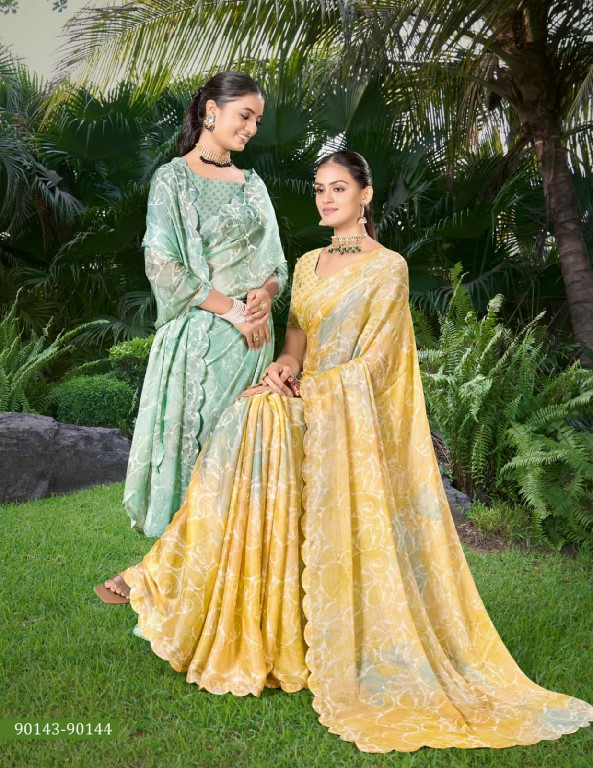 Saumya Gulmohar Wholesale Chiffon Brasso Party Wear Ethnic Sarees