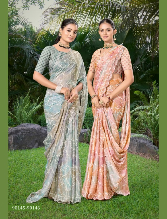 Saumya Gulmohar Wholesale Chiffon Brasso Party Wear Ethnic Sarees