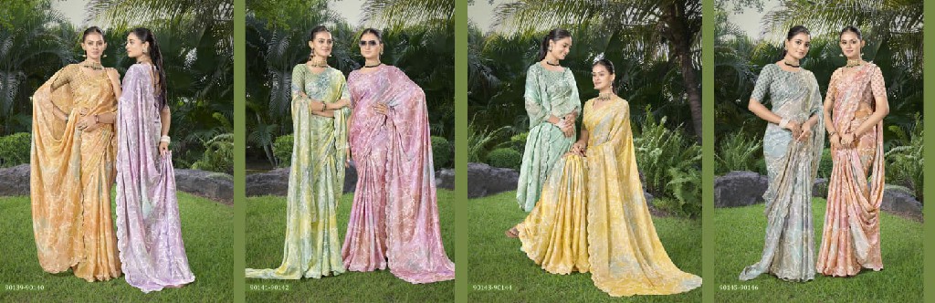 Saumya Gulmohar Wholesale Chiffon Brasso Party Wear Ethnic Sarees