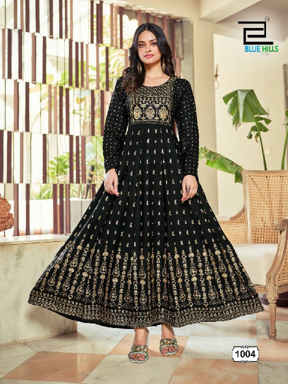 INAYA BY BLUE HILLS READYMADE NECK EMBROIDERY BIG SIZE ANARKALI GOWN CATALOG