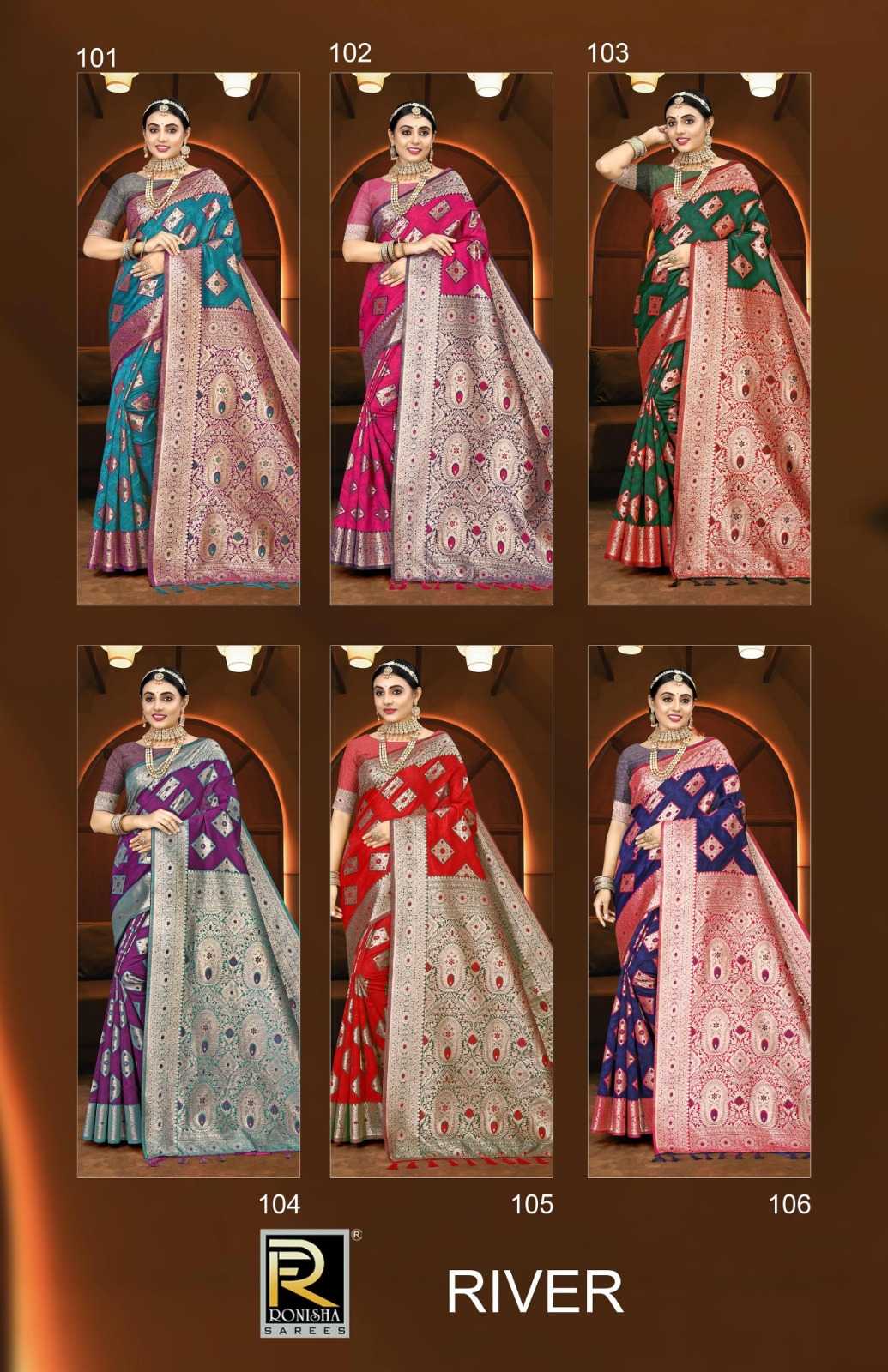 RONISHA RIVER BY RANJNA SAREE BANARASI SILK PREMIUM FABRICS SUPER HIT COLLECTION SAREES