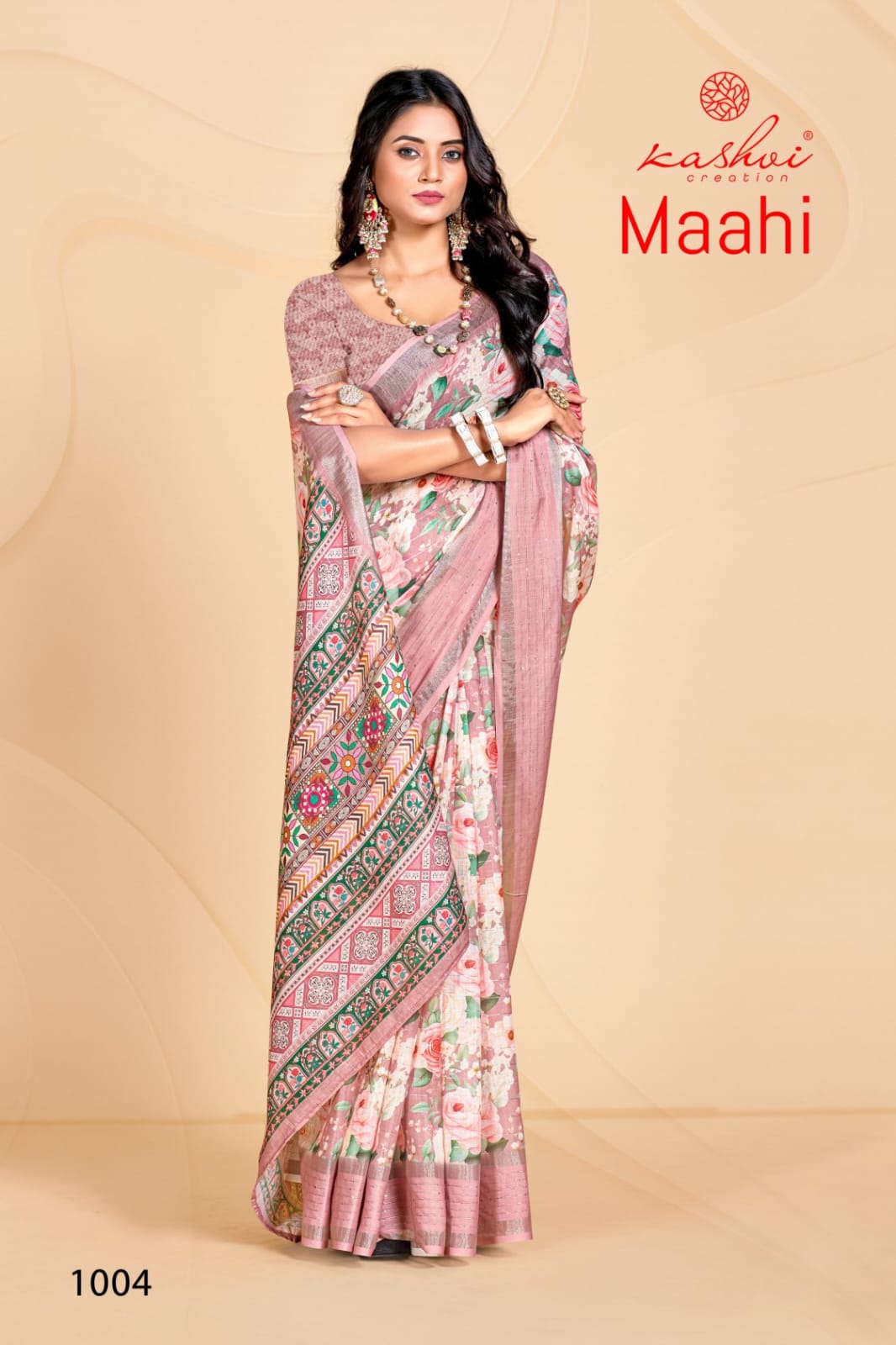 Kashvi Maahi Wholesale Linen Weaving Sequence Work Sarees