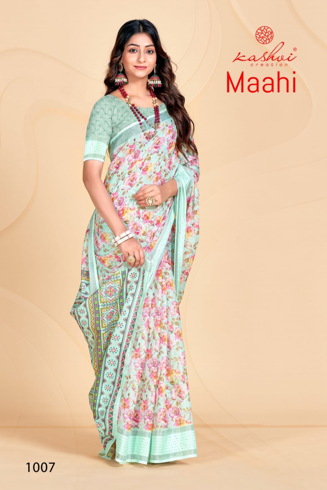 Kashvi Maahi Wholesale Linen Weaving Sequence Work Sarees