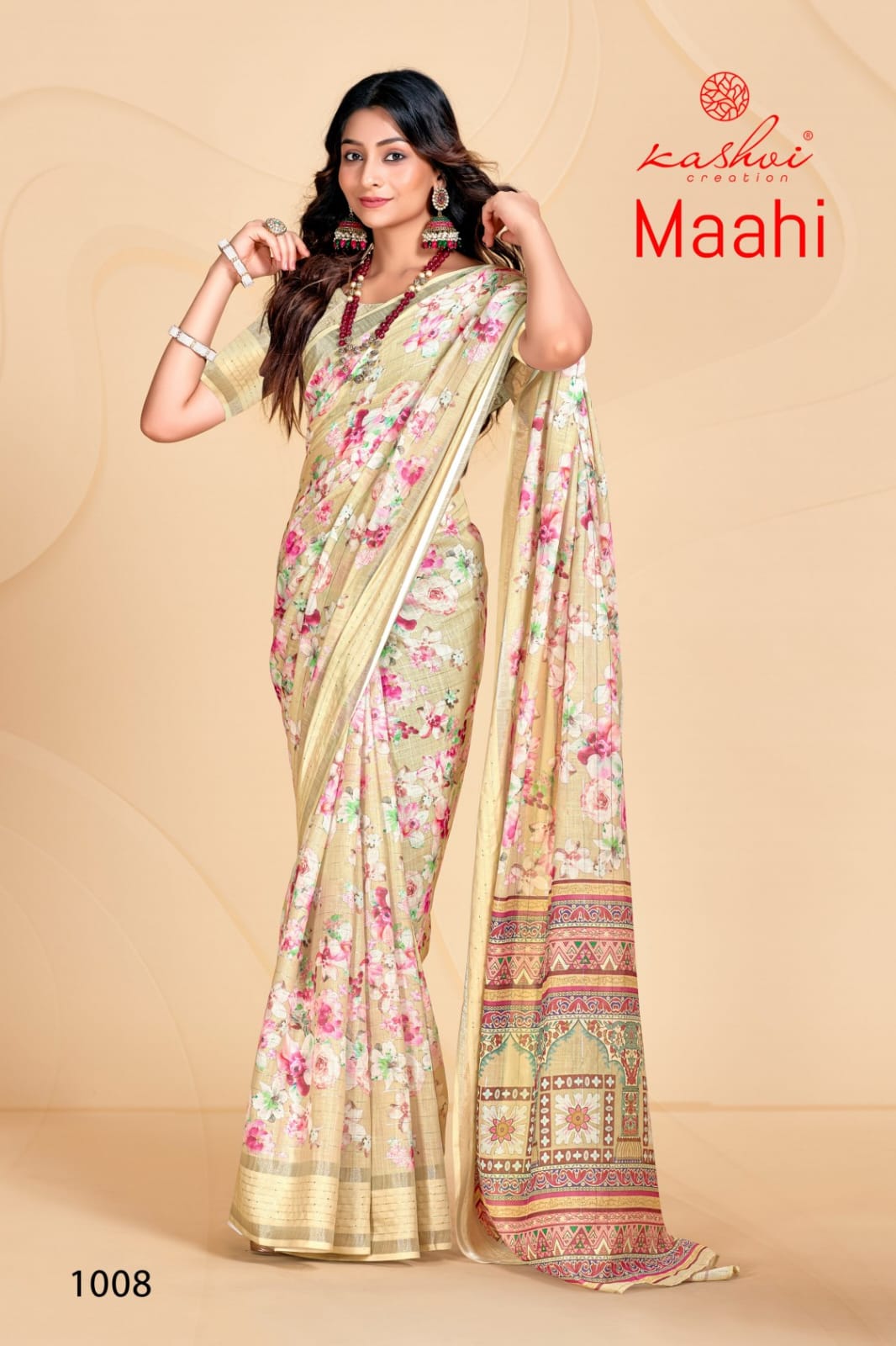 Kashvi Maahi Wholesale Linen Weaving Sequence Work Sarees