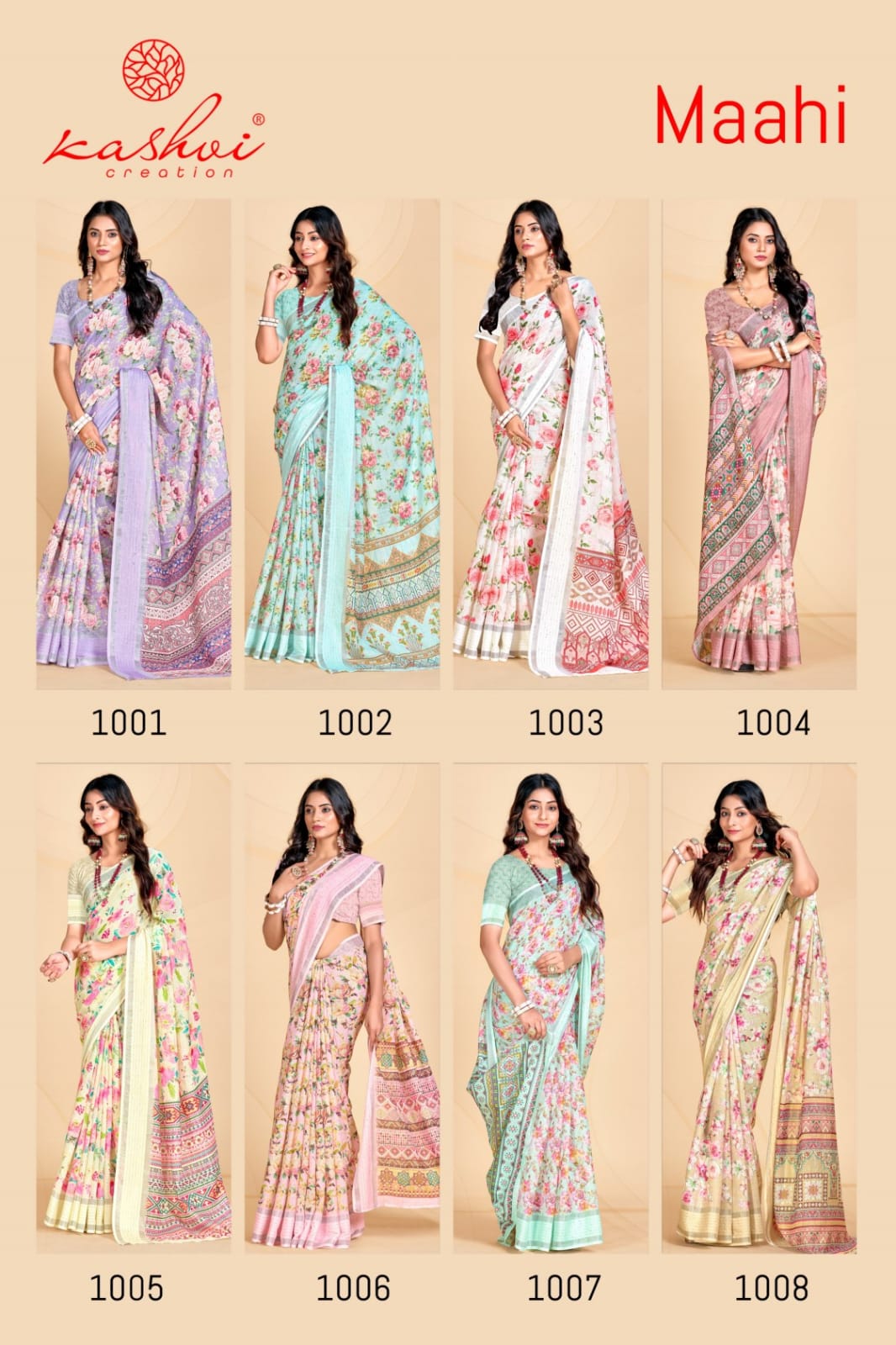 Kashvi Maahi Wholesale Linen Weaving Sequence Work Sarees
