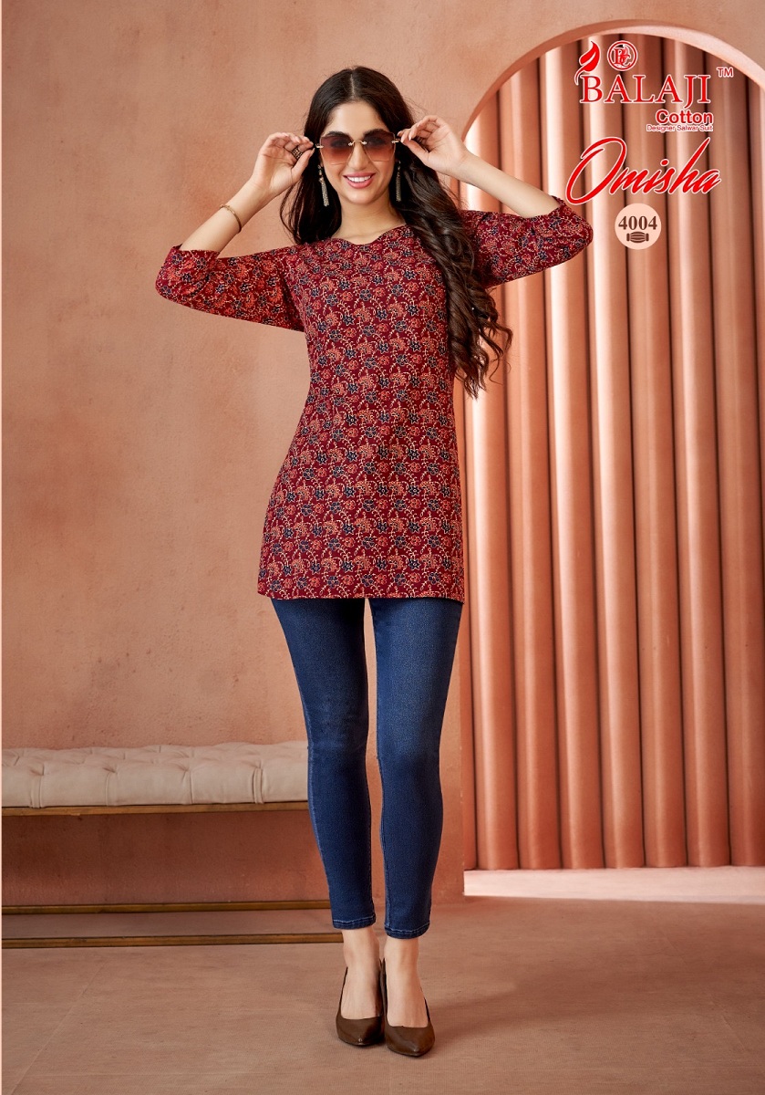 Balaji Omisha Vol-4 Wholesale Fancy Cotton Short Western Tops