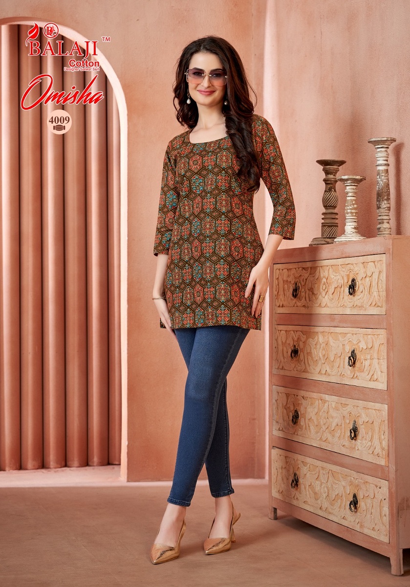 Balaji Omisha Vol-4 Wholesale Fancy Cotton Short Western Tops