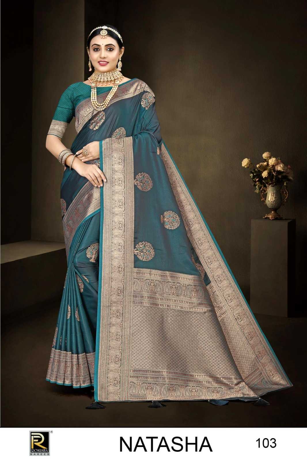 RONISHA NATASHA BY RANJNA SAREE BANARASI SILK PREMIUM FABRICS SUPER HIT COLLECTION SAREES