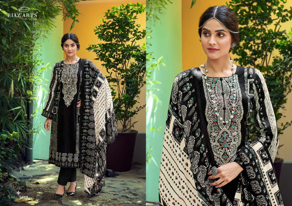 RIAZ ARTS THE ARTIST VOL 3 PRINT HEAVY PAKISTANI NECK EMBROIDERY SALWAR KAMEEZ