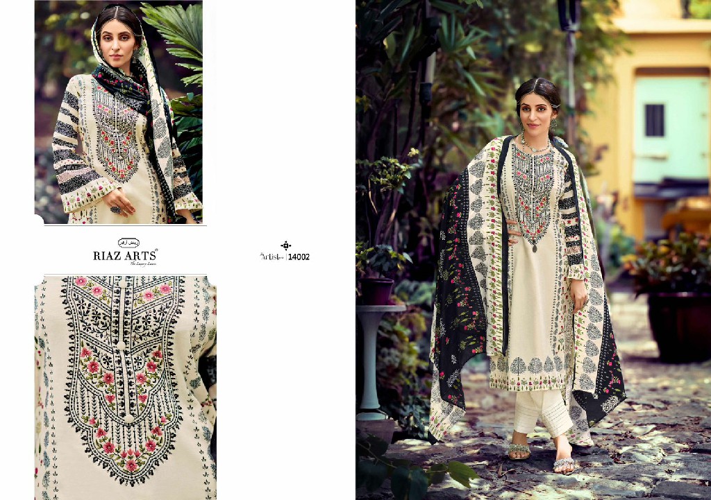 RIAZ ARTS THE ARTIST VOL 3 PRINT HEAVY PAKISTANI NECK EMBROIDERY SALWAR KAMEEZ