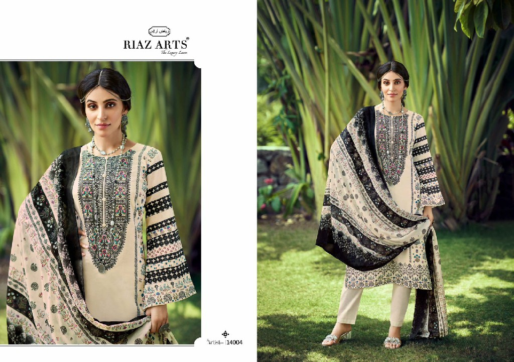 RIAZ ARTS THE ARTIST VOL 3 PRINT HEAVY PAKISTANI NECK EMBROIDERY SALWAR KAMEEZ