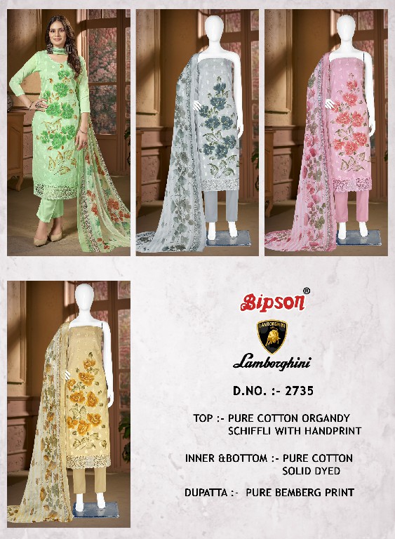 Bipson Lamborghini 2735 Wholesale Pure Cotton With Ethnic Handprint Dress Material