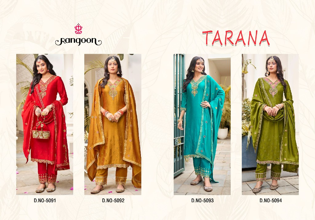 Rangoon Tarana Wholesale Silk With Fancy Neck Work Kurtis With Pant And Dupatta