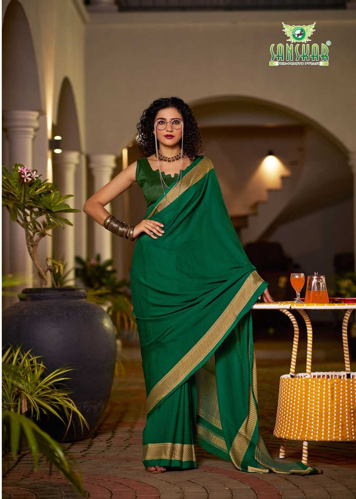 HOLLYWOOD BY SANSKAR TEX PRINTS WEAVING PATTERN SAREE WITH BLOUSE