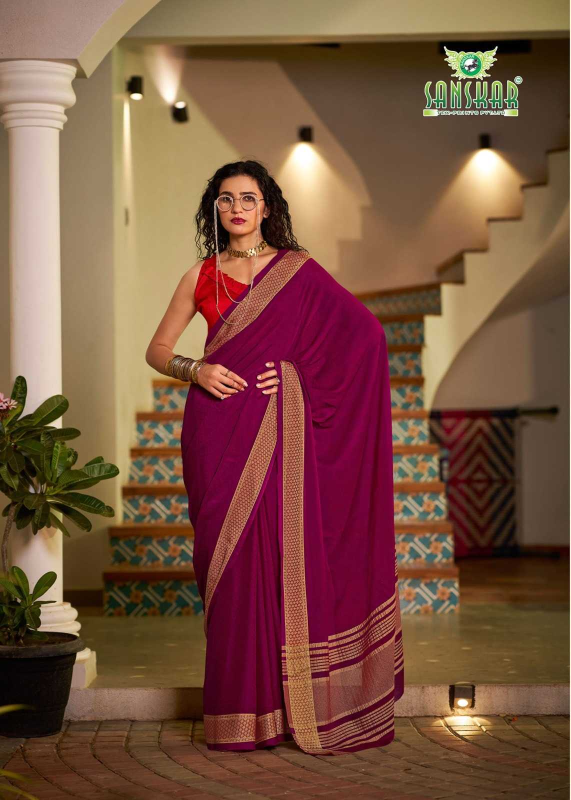 HOLLYWOOD BY SANSKAR TEX PRINTS WEAVING PATTERN SAREE WITH BLOUSE