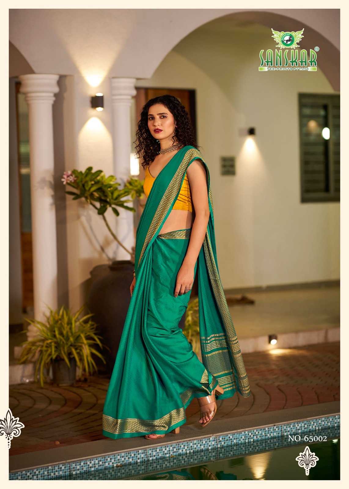 HOLLYWOOD BY SANSKAR TEX PRINTS WEAVING PATTERN SAREE WITH BLOUSE