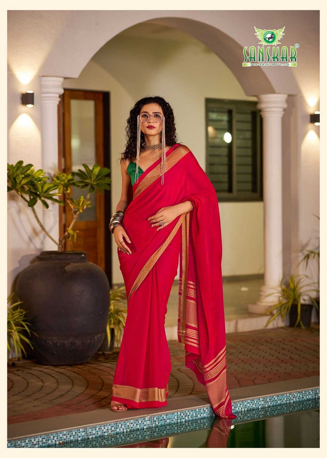 HOLLYWOOD BY SANSKAR TEX PRINTS WEAVING PATTERN SAREE WITH BLOUSE