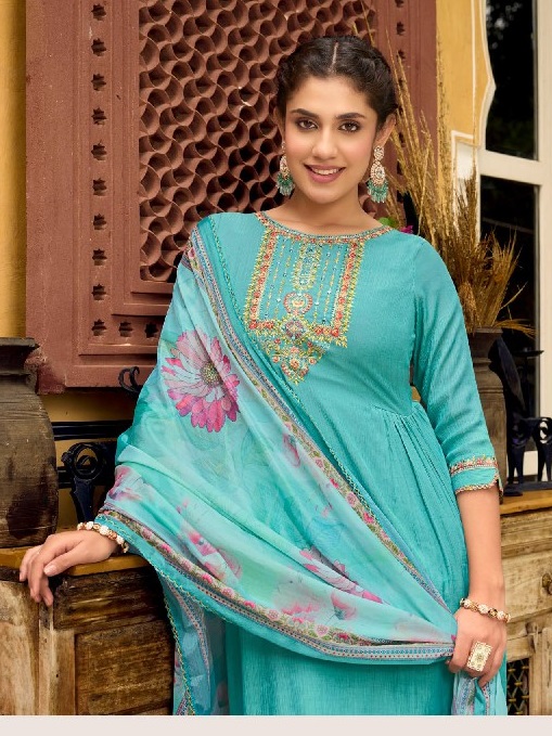 Rangoon Megh Wholesale Viscose Kurtis With Pant And Dupatta