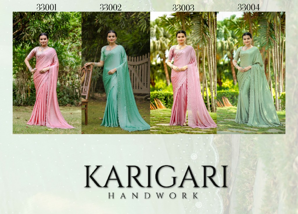 Karigari D.no 33001 To 33004 Handwork Series Ethnic Sarees