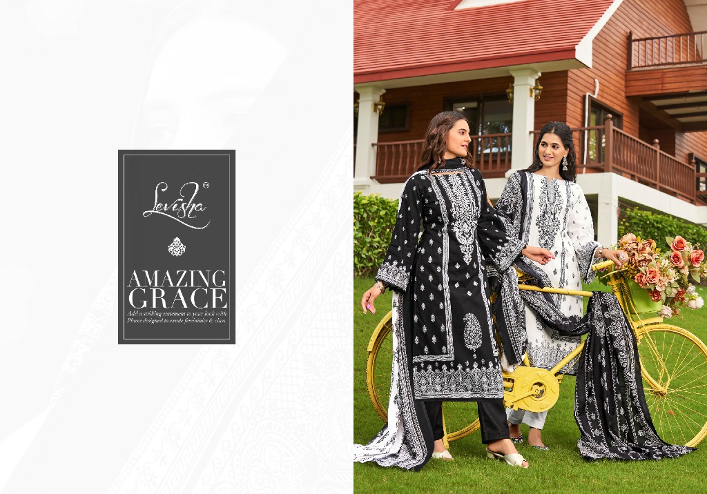 Levisha Naira Nx Vol-8 Wholesale Cembric Cotton With Fancy Embroidery Dress Material